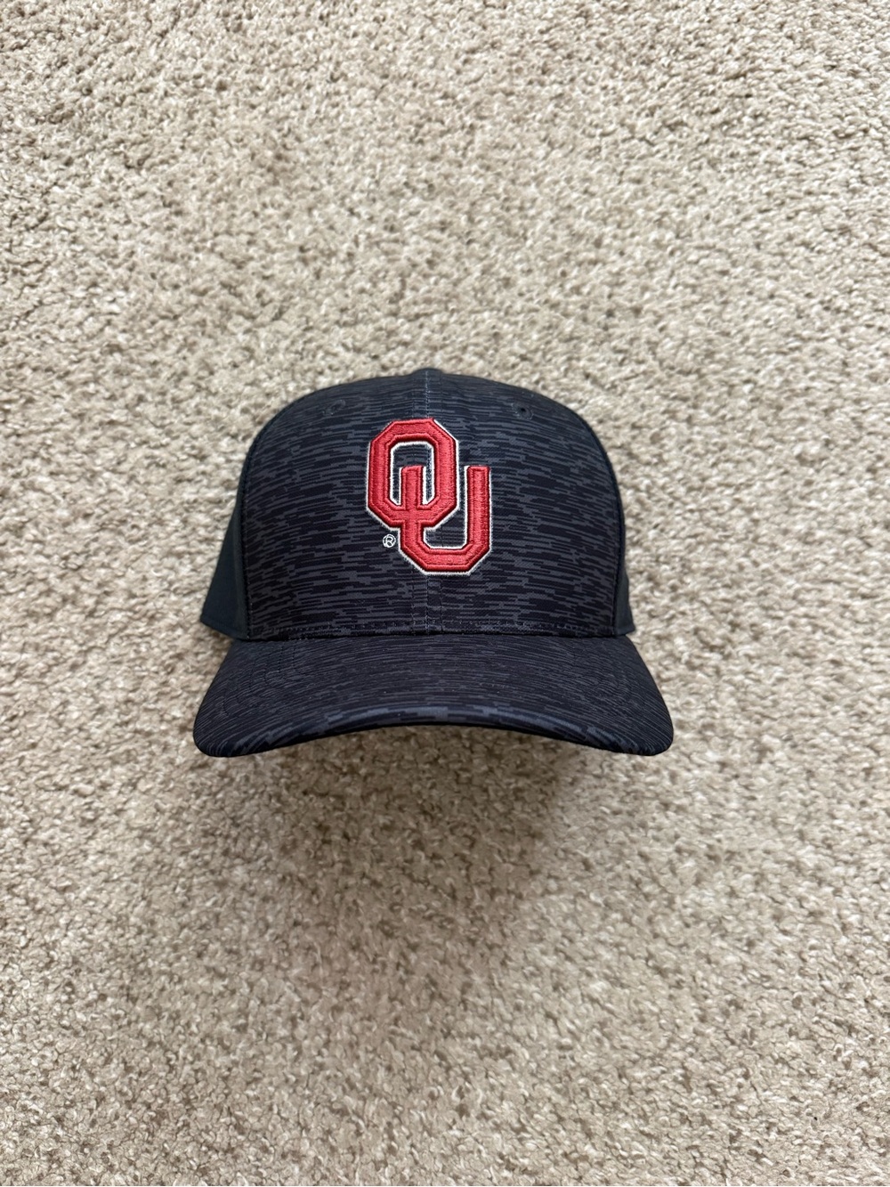 Nike Jordan OU Black/Charcoal Heather Gray Hat with Crimson Red OU Logo Mens S/M